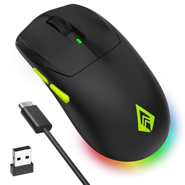 Archer Tech Lab Recurve 600 Wireless Gaming Mouse, Three Mode Connectivity (2.4G/Bluetooth/Wired), Adjustable 10000 DPI and 7 Buttons, 8 RGB Modes, Pixart 3325 Sensor with 1000Hz Polling Rate